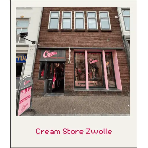 Exterior of Cream Vintage store in Zwolle, showing the storefront and entrance.